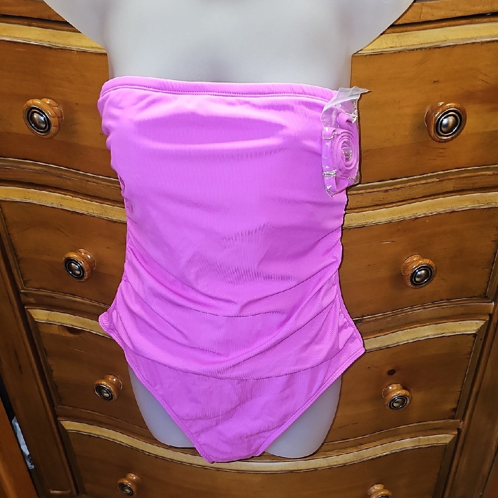 Shade & Shore Pink One Piece Swimsuit W/Detachable Straps (Included) NWOT